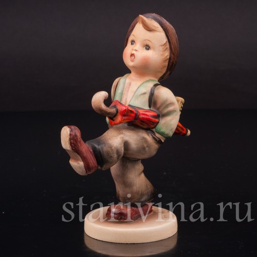 Фарфоровая фигурка Маленький путешественник, мальчик с зонтом и корзиной, Goebel, Германия, сер. 20 в.
