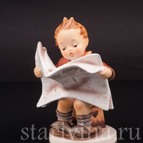 Фарфоровая фигурка Последние новости, мальчик читающий газету, Goebel, Германия, 1990 гг.
