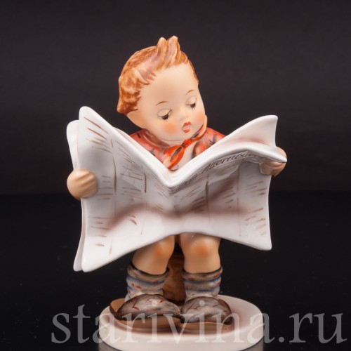 Фарфоровая фигурка Последние новости, мальчик читающий газету, Goebel, Германия, 1990 гг.