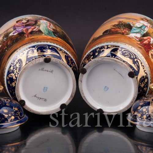 Декоративные Парные вазы, Royal Wien, Австрия, вт. пол. 19 в.