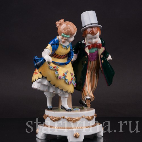 Фарфоровая статуэтка Танцующие дети, E. A. Muller, Германия, 1890-1927 гг.