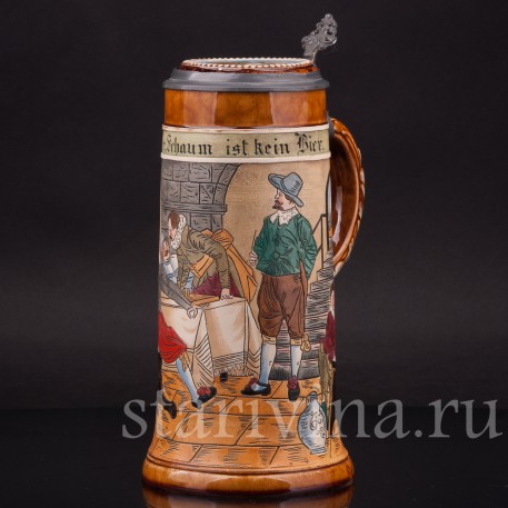 Старинная пивная кружка В таверне, 1 л, J.P. Thewalt, Германия, кон. 19 - нач. 20 вв.