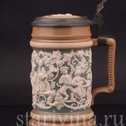 Старинная пивная кружка Музыканты, 1/2 л, Villeroy & Boch, Германия, 1899 г.