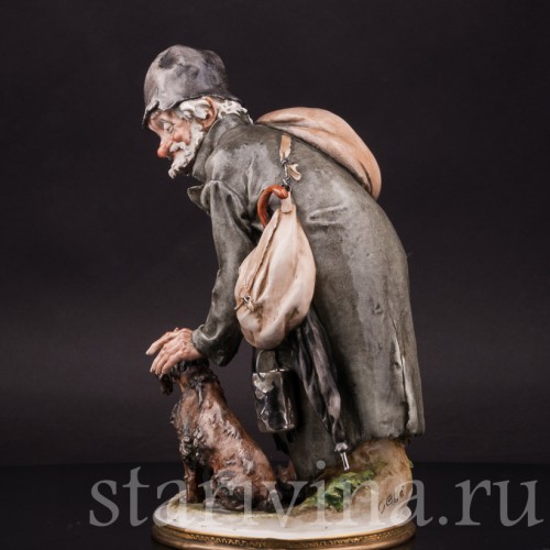 Фарфоровая композиция Странник и собака, Giuseppe Cappe, Италия, 1962 г.