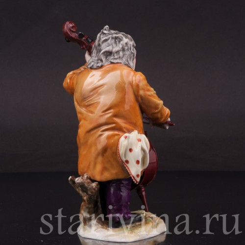 Фарфоровая фигурка Музыкант с котрабасом, Дрезден, Германия, нач. 20 в.