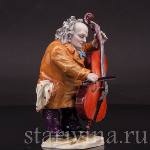 Фарфоровая фигурка Музыкант с котрабасом, Дрезден, Германия, нач. 20 в.