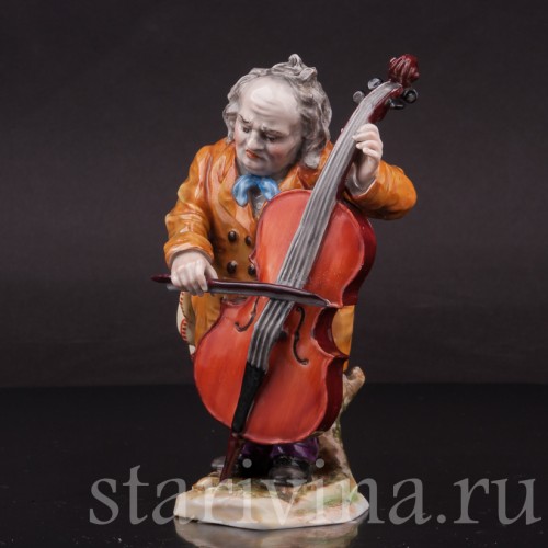 Фарфоровая фигурка Музыкант с котрабасом, Дрезден, Германия, нач. 20 в.