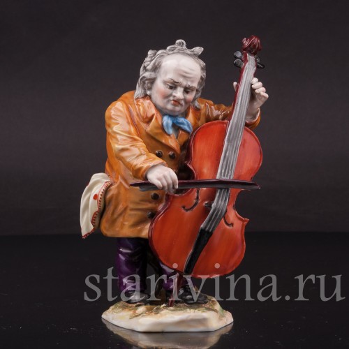 Фарфоровая фигурка Музыкант с котрабасом, Дрезден, Германия, нач. 20 в.