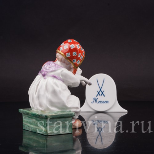 Фарфоровая статуэтка Девочка с кошкой, Meissen, Германия, 1968 г.