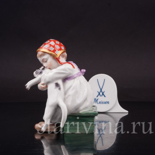 Фарфоровая статуэтка Девочка с кошкой, Meissen, Германия, 1968 г.