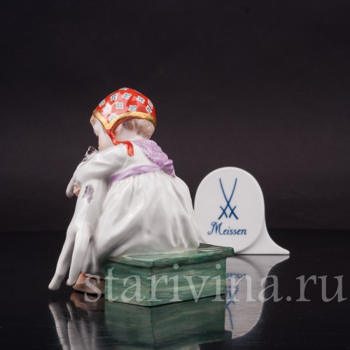 Фарфоровая статуэтка Девочка с кошкой, Meissen, Германия, 1968 г.