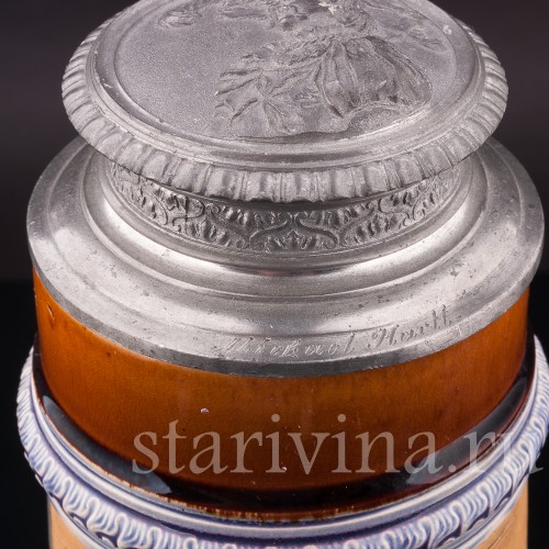 Старинный пивной кувшин Первый тост, 2 л, J. W. Remy, Германия, кон. 19 - нач. 20 вв.