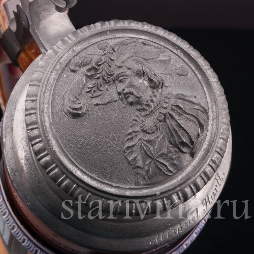 Старинный пивной кувшин Первый тост, 2 л, J. W. Remy, Германия, кон. 19 - нач. 20 вв.