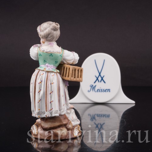 Фарфоровая фигурка Девочка с птичьей клеткой, Meissen, Германия, сер. 19 в.