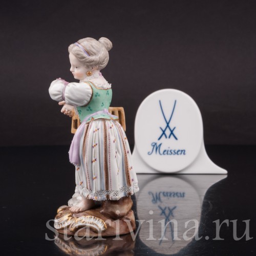 Фарфоровая фигурка Девочка с птичьей клеткой, Meissen, Германия, сер. 19 в.