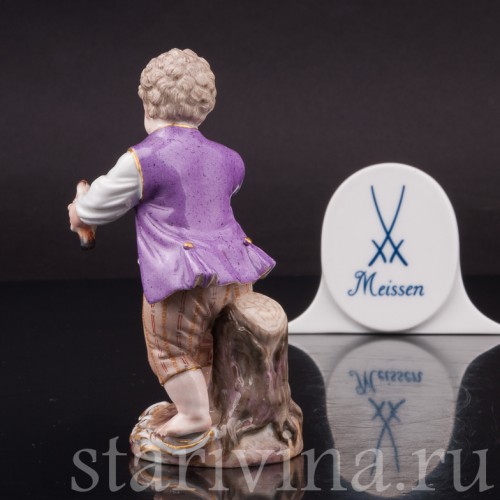 Фарфоровая статуэтка Мальчик с двумя птицами, Meissen, Германия, сер. 19 в.