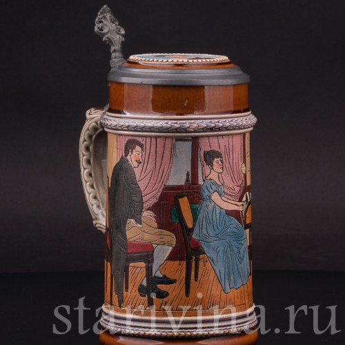 Старинная пивная кружка Песня без слов, 1/2 л, J.P. Thewalt, Германия, кон. 19 - нач. 20 вв.