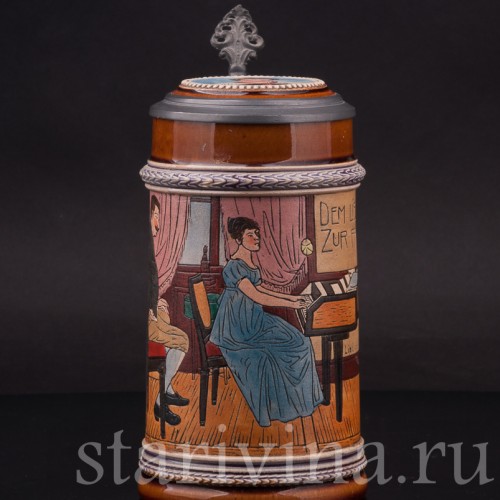 Старинная пивная кружка Песня без слов, 1/2 л, J.P. Thewalt, Германия, кон. 19 - нач. 20 вв.