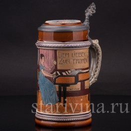 Старинная пивная кружка Песня без слов, 1/2 л, J.P. Thewalt, Германия, кон. 19 - нач. 20 вв.