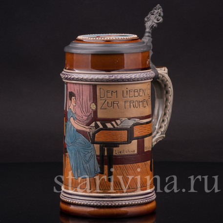 Старинная пивная кружка Песня без слов, 1/2 л, J.P. Thewalt, Германия, кон. 19 - нач. 20 вв.