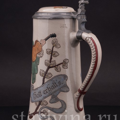 Старинная пивная кружка Тирольская пара, 1/2 л, Marzi & Remy, Германия, кон. 19 - нач. 20 вв.