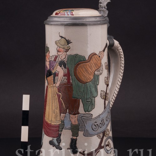 Старинная пивная кружка Тирольская пара, 1/2 л, Marzi & Remy, Германия, кон. 19 - нач. 20 вв.