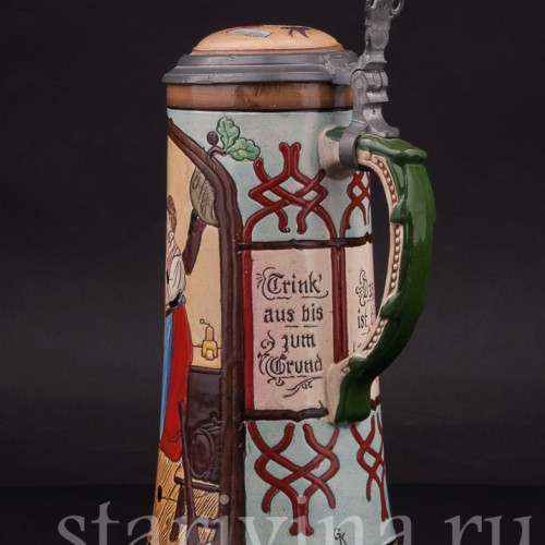 Старинная пивная кружка Весёлые люди, 1/2 л, Matthias Girmscheid, Германия, нач. 20 в.