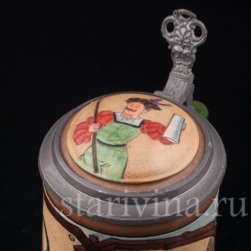 Старинная пивная кружка Весёлые люди, 1/2 л, Matthias Girmscheid, Германия, нач. 20 в.