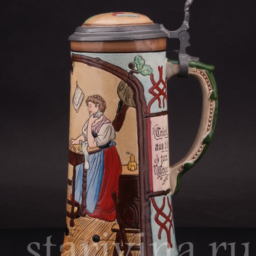 Старинная пивная кружка Весёлые люди, 1/2 л, Matthias Girmscheid, Германия, нач. 20 в.