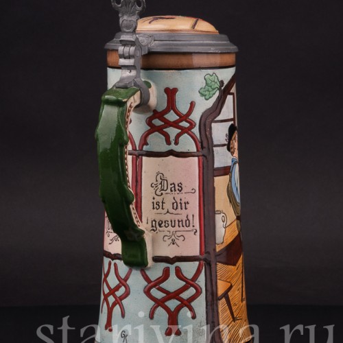 Старинная пивная кружка Весёлые люди, 1/2 л, Matthias Girmscheid, Германия, нач. 20 в.