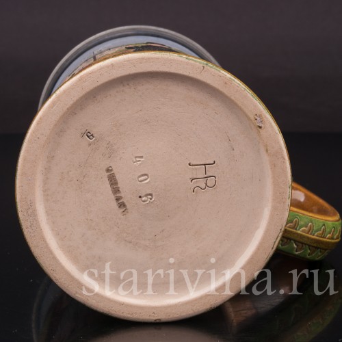 Старинная пивная кружка Встреча на дороге, 1/2 л, Hauber & Reuther, Германия, 1876 - 1910 гг.