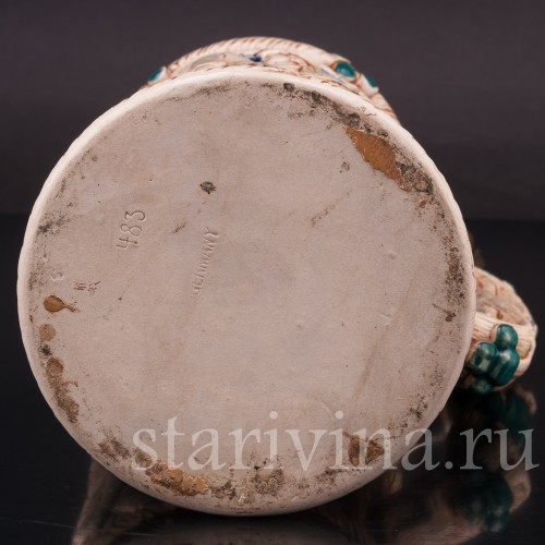 Старинная пивная кружка Привал путников, 1/2 л, J. W. Remy, Германия, кон. 19 - нач. 20 вв.