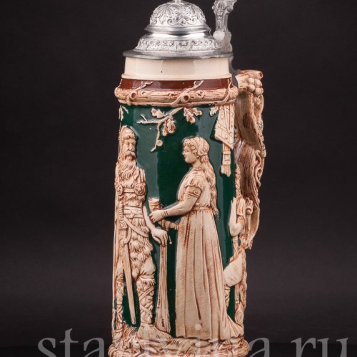 Старинный пивной кувшин Древние германцы, 1.5 л, Matthias Girmscheid, Германия, кон. 19 - нач. 20 вв.