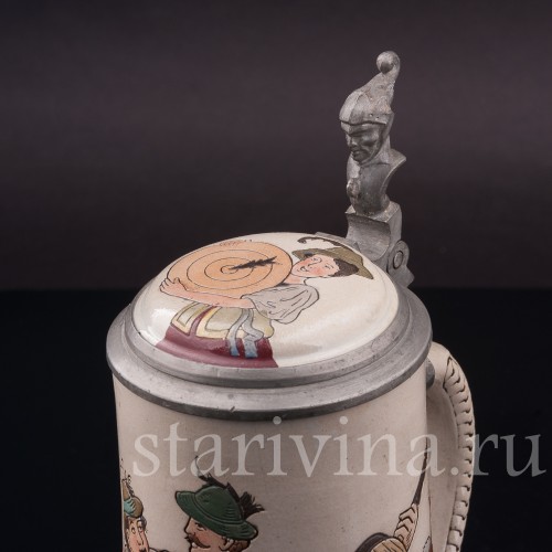 Старинная пивная кружка Тирольская пара, 1/2 л, Marzi & Remy, Германия, кон. 19 - нач. 20 вв.