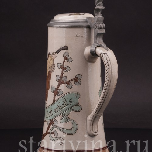 Старинная пивная кружка Тирольская пара, 1/2 л, Marzi & Remy, Германия, кон. 19 - нач. 20 вв.