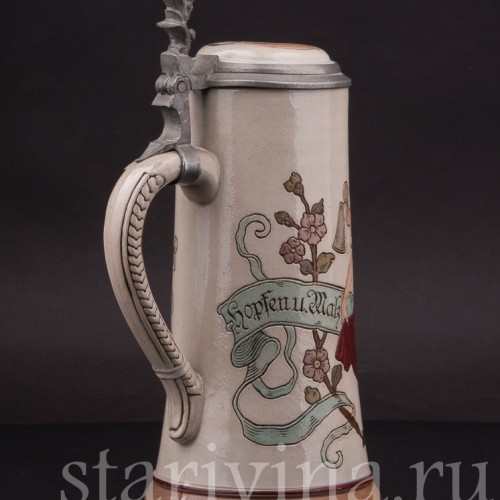 Старинная пивная кружка Тирольская пара, 1/2 л, Marzi & Remy, Германия, кон. 19 - нач. 20 вв.