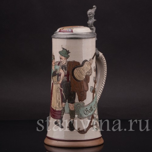 Старинная пивная кружка Тирольская пара, 1/2 л, Marzi & Remy, Германия, кон. 19 - нач. 20 вв.