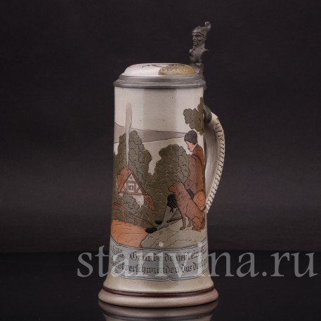 Старинная пивная кружка Сломанное колечко, 1/2 л, Marzi & Remy, Германия, нач. 20 в.