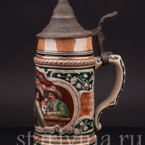 Старинная пивная кружка В таверне, 1/2 л, Германия, кон. 19 - нач. 20 вв.