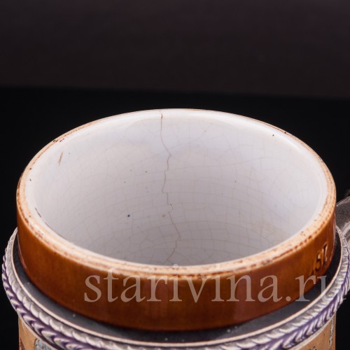 Уцененная пивная кружка Флиртующая пара, 1/2 л, J. W. Remy, Германия, 1890 - 1905 гг.