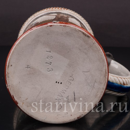 Старинная пивная кружка Влюбленные пастушки, 1/2 л, J. W. Remy, Германия, кон. 19 - нач. 20 вв.