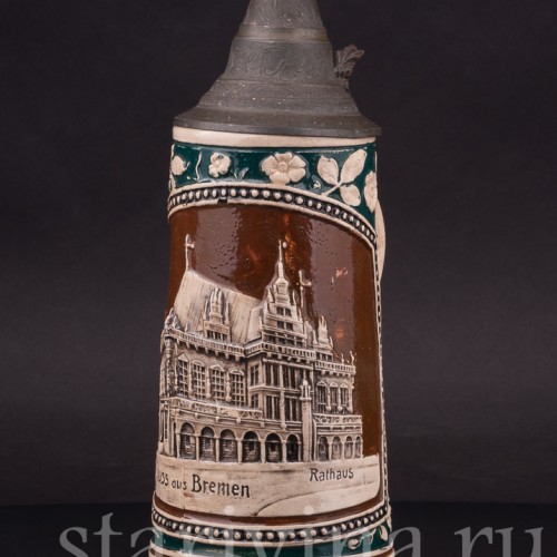 Старинная пивная кружка Привет из Бремена, 1/2 л, Германия, перв. пол. 20 в.