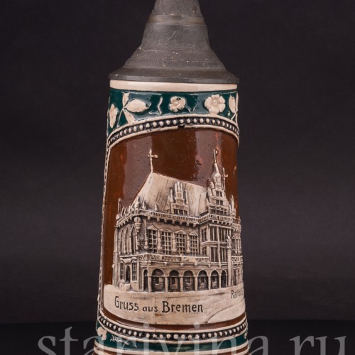 Старинная пивная кружка Привет из Бремена, 1/2 л, Германия, перв. пол. 20 в.