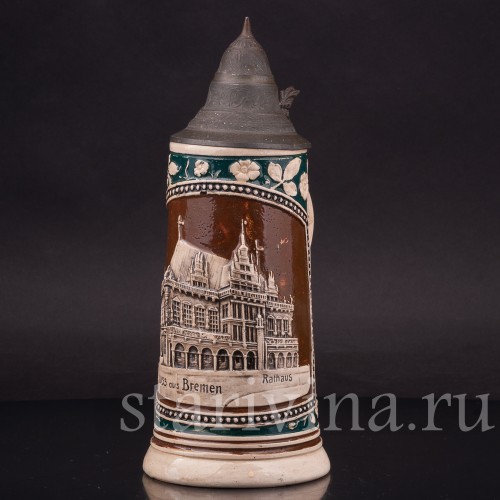 Старинная пивная кружка Привет из Бремена, 1/2 л, Германия, перв. пол. 20 в.