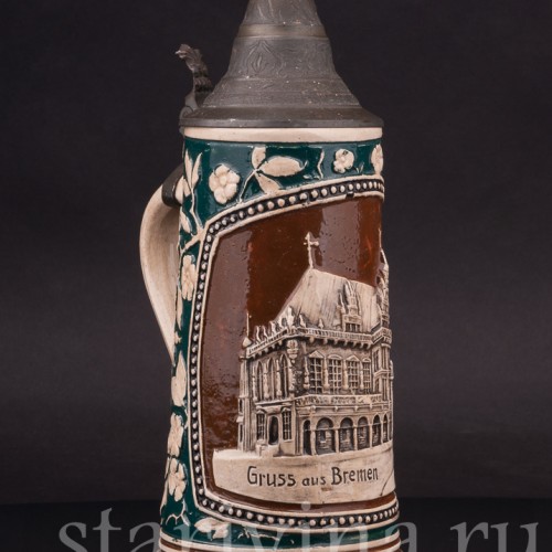 Старинная пивная кружка Привет из Бремена, 1/2 л, Германия, перв. пол. 20 в.