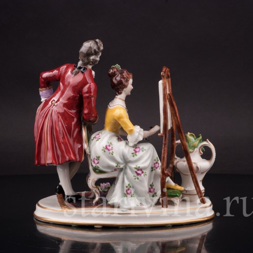 Композиция из фарфора Урок рисования, Ackermann & Fritze, Германия, 1908-51 гг.