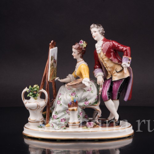 Композиция из фарфора Урок рисования, Ackermann & Fritze, Германия, 1908-51 гг.