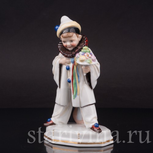 Фарфоровая статуэтка Пьеро, Hertwig & Co, Германия, 1920-30 гг.