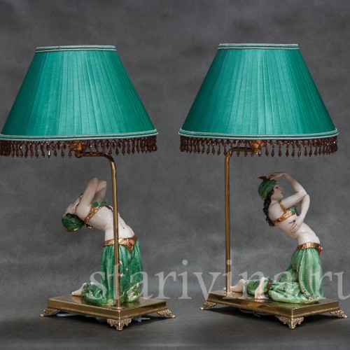 Декоративные лампы Одалиски, Porcellane Principe, Capodimonte, Италия, вт. пол. 20 в.