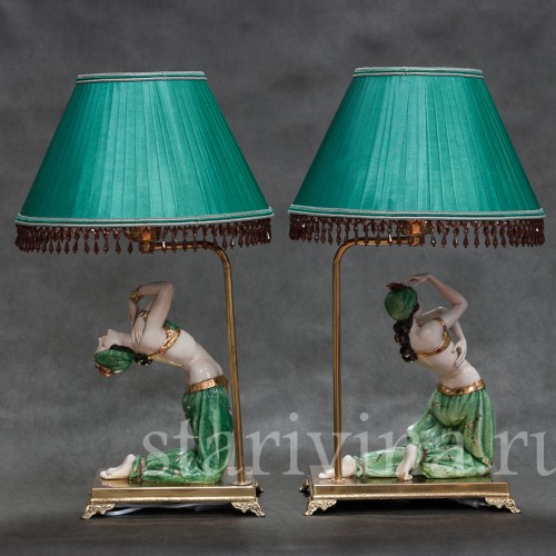 Декоративные лампы Одалиски, Porcellane Principe, Capodimonte, Италия, вт. пол. 20 в.